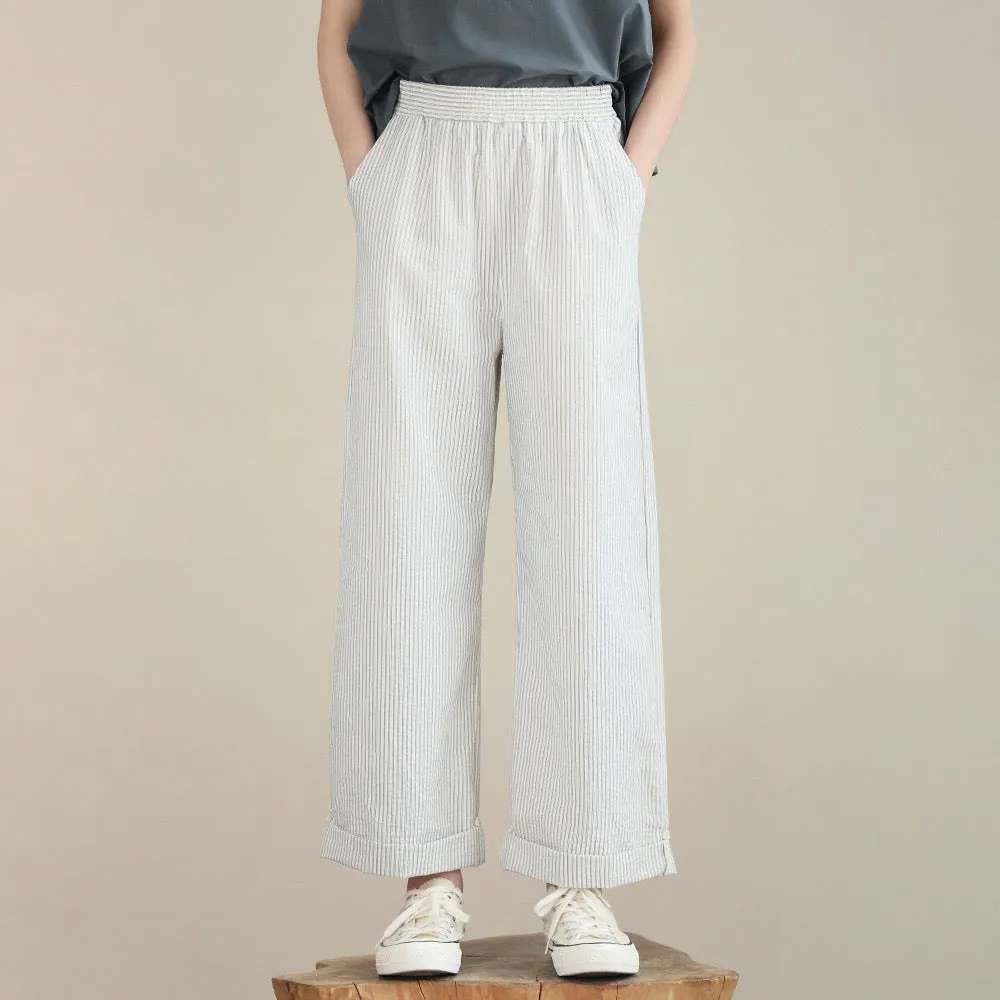 文艺条纹裤/ 无袖宽松上衣 Cropped Stripes Pants/ Sleeveless Relaxed Tops