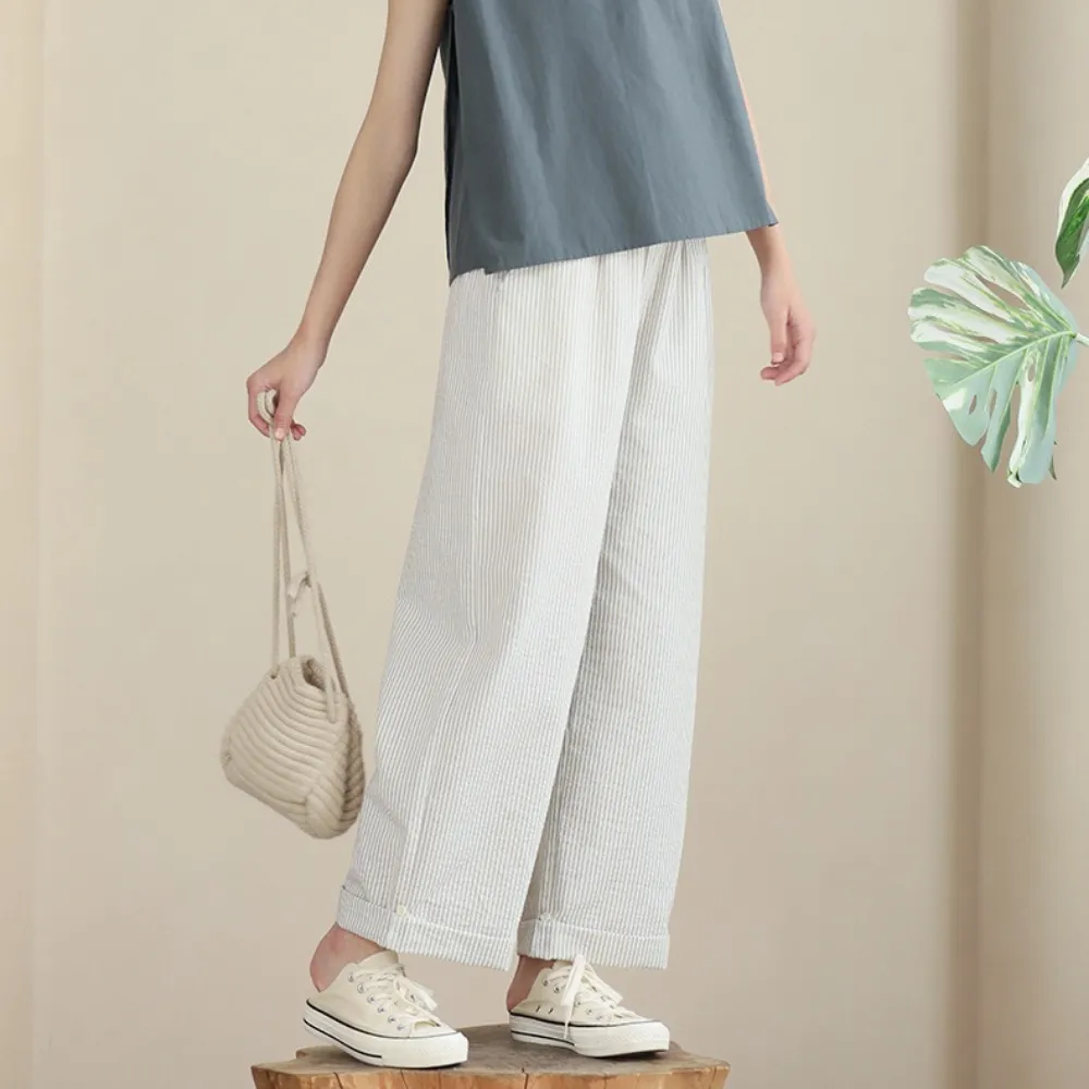 文艺条纹裤/ 无袖宽松上衣 Cropped Stripes Pants/ Sleeveless Relaxed Tops