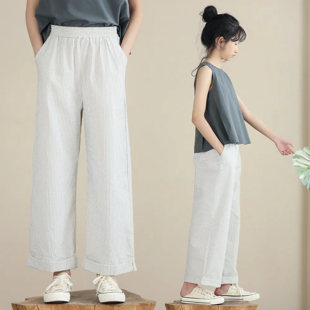 文艺条纹裤/ 无袖宽松上衣 Cropped Stripes Pants/ Sleeveless Relaxed Tops