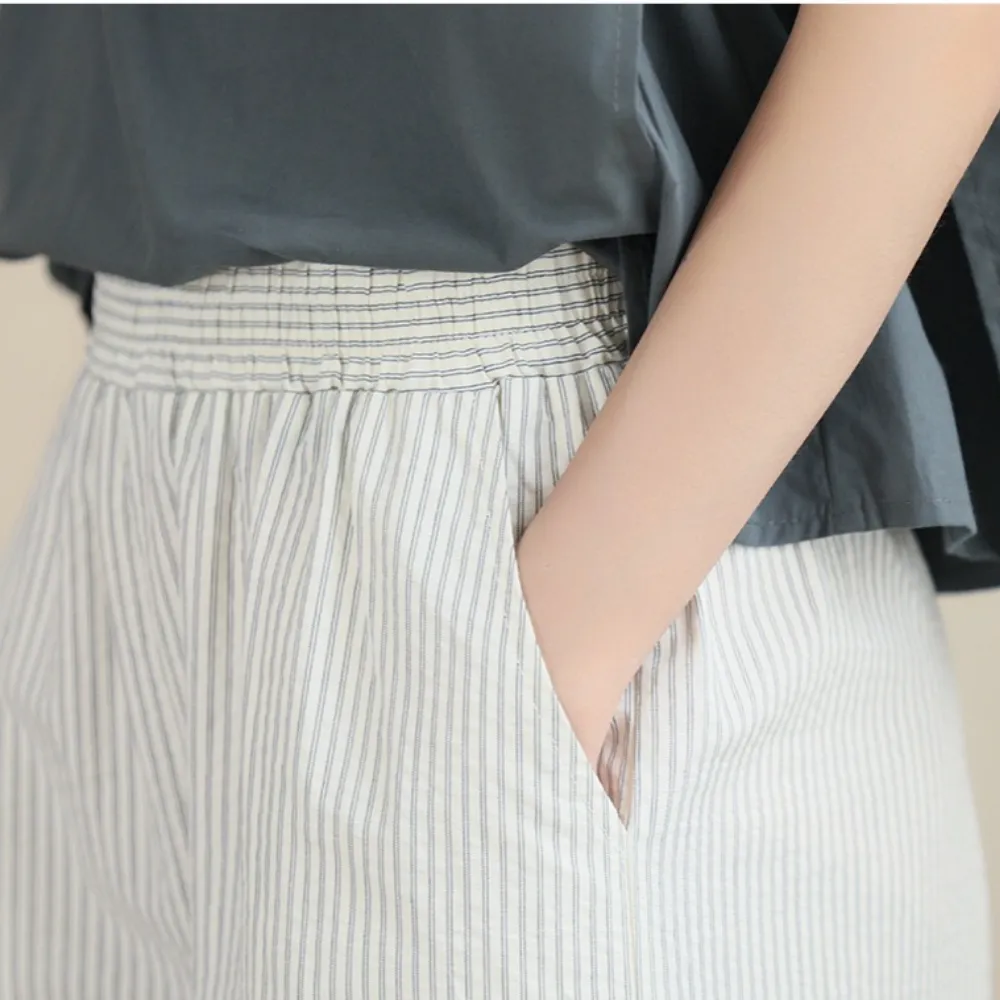 文艺条纹裤/ 无袖宽松上衣 Cropped Stripes Pants/ Sleeveless Relaxed Tops