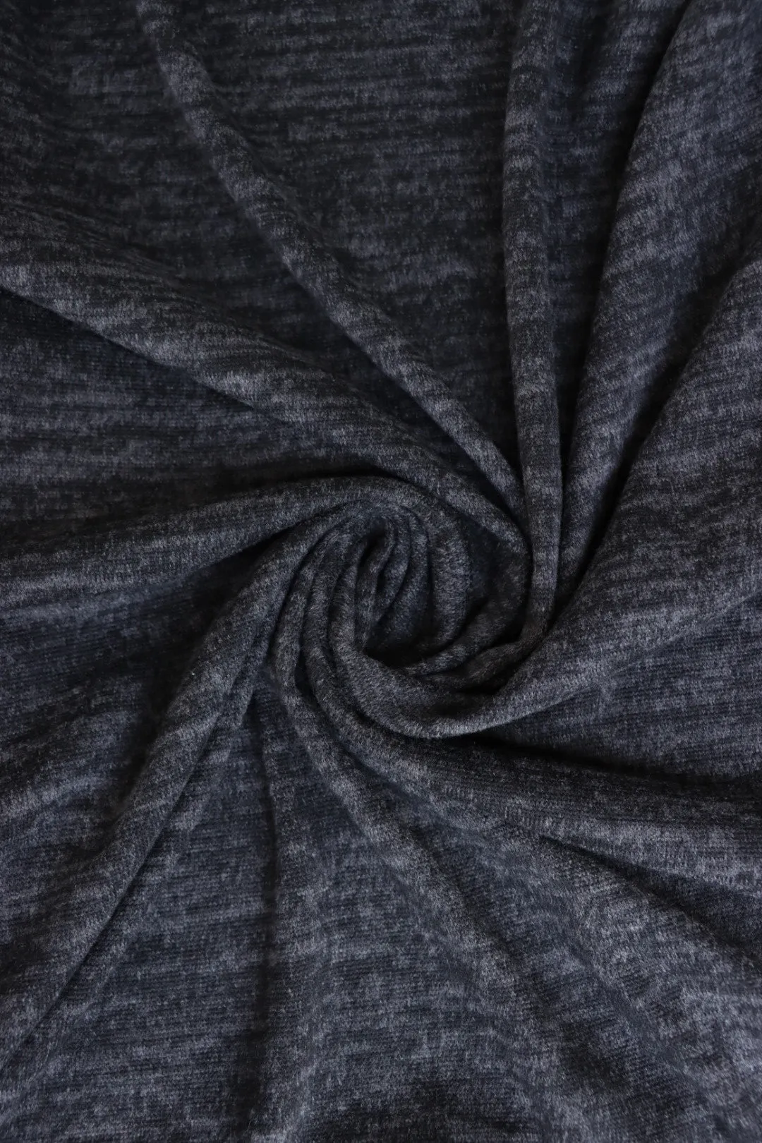 3YD 24IN REMNANT; Marled Black Brushed Hacci Sweater Knit