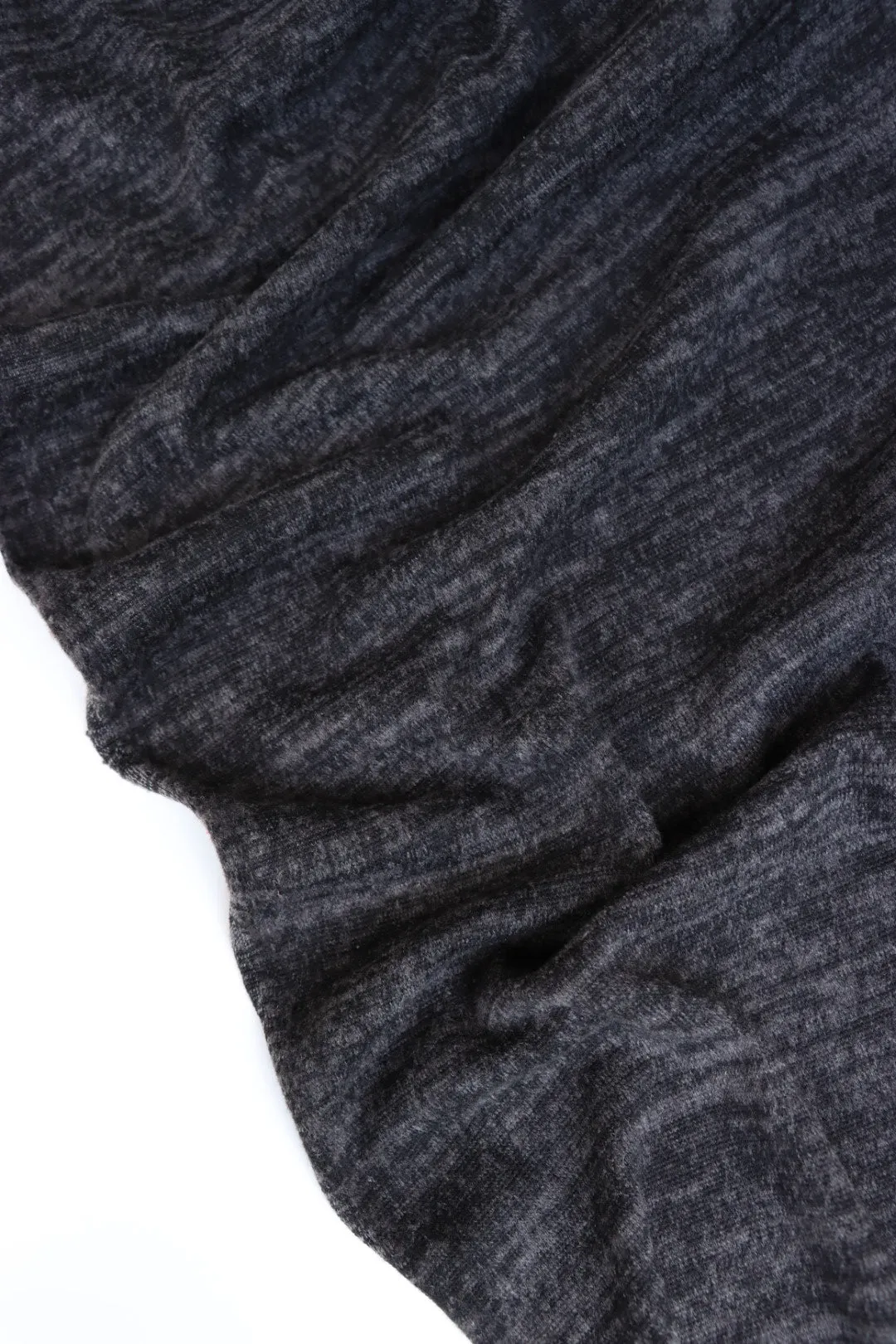 3YD 24IN REMNANT; Marled Black Brushed Hacci Sweater Knit
