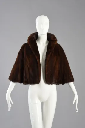 Adorable Cropped Mahogany Mink Fur Bolero Jacket