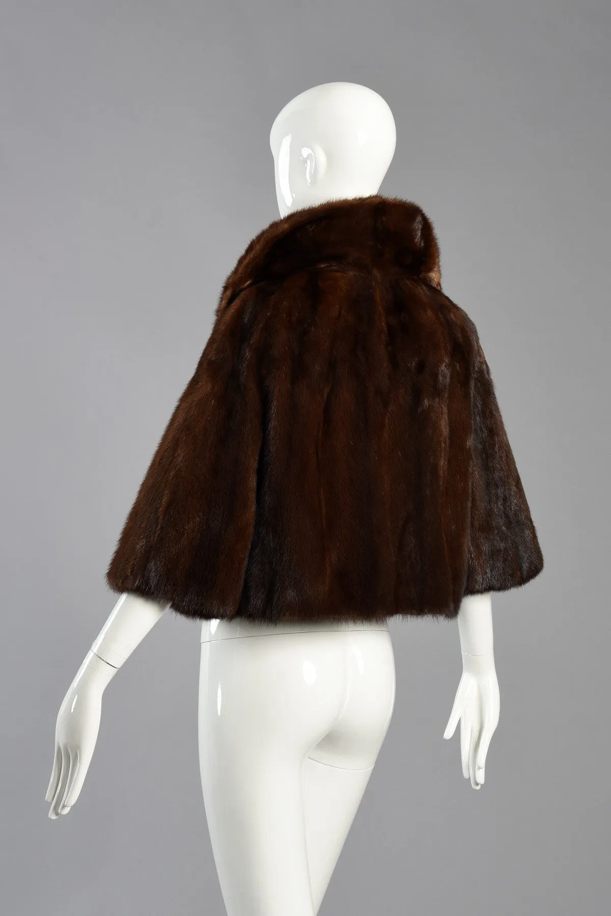 Adorable Cropped Mahogany Mink Fur Bolero Jacket