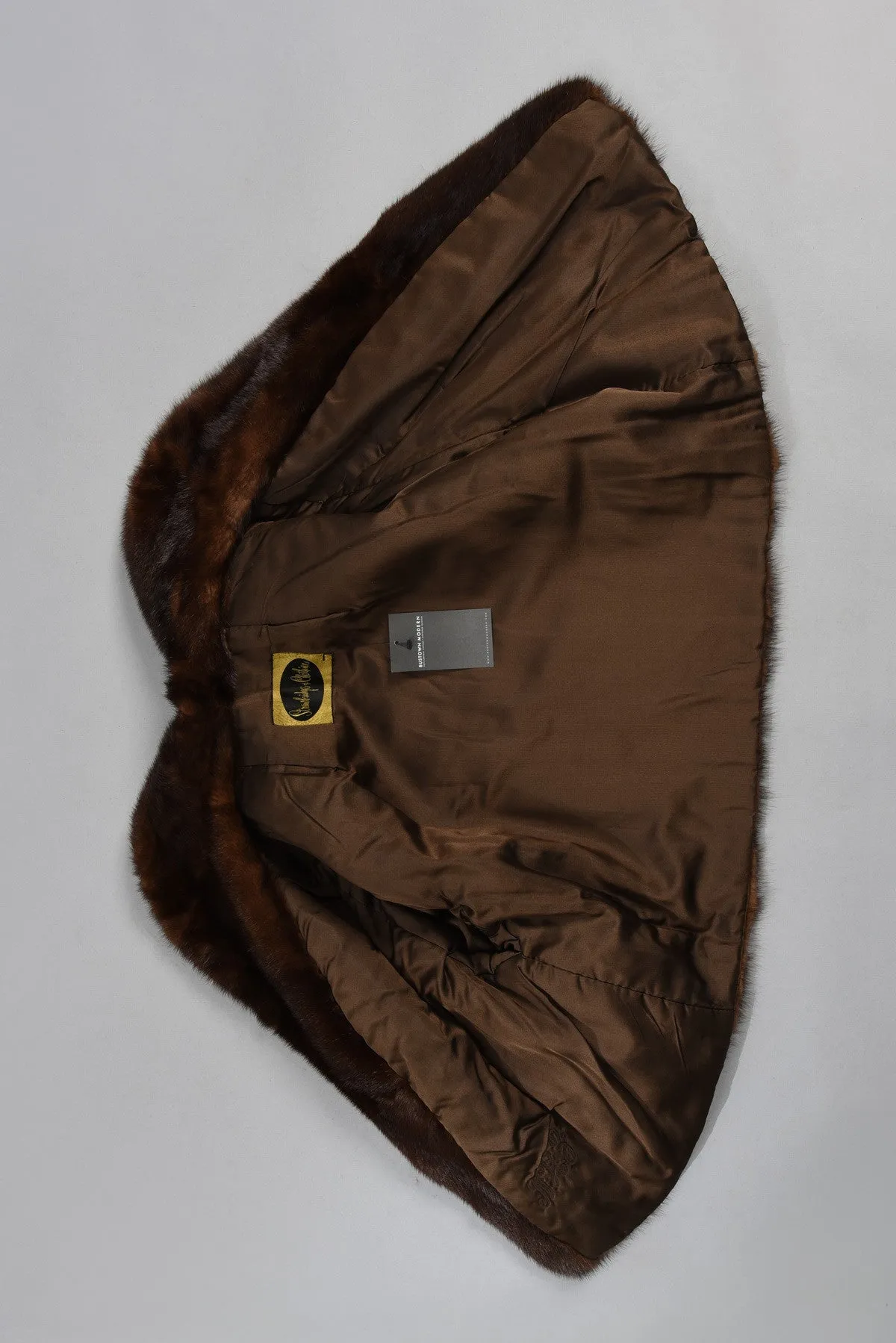 Adorable Cropped Mahogany Mink Fur Bolero Jacket