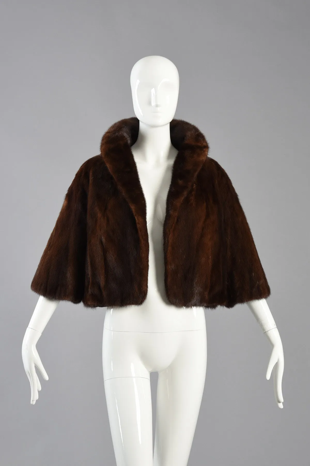 Adorable Cropped Mahogany Mink Fur Bolero Jacket