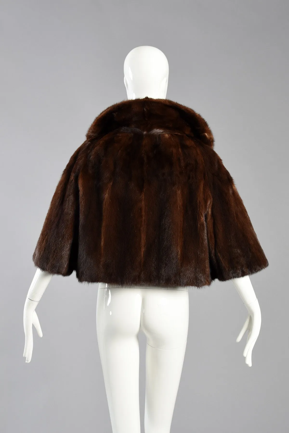 Adorable Cropped Mahogany Mink Fur Bolero Jacket
