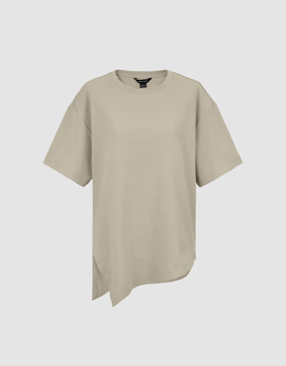 Asymmetric Hem Crew Neck Knitted T-Shirt