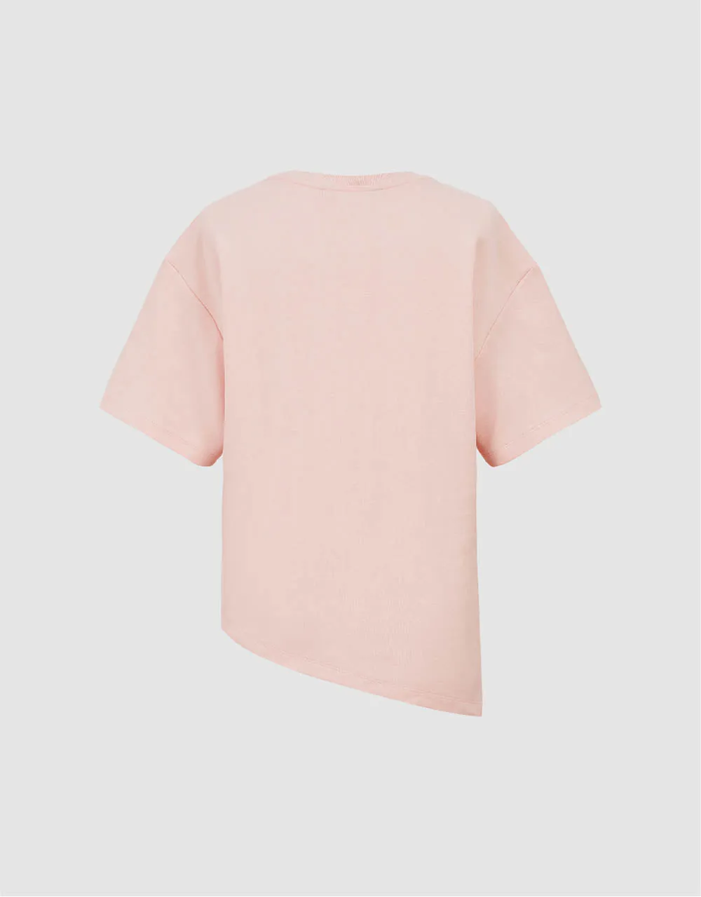 Asymmetric Hem Crew Neck Knitted T-Shirt