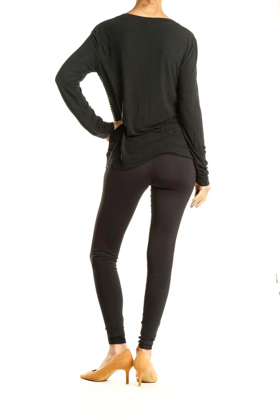 Black Gray Printed All Day Wear Top