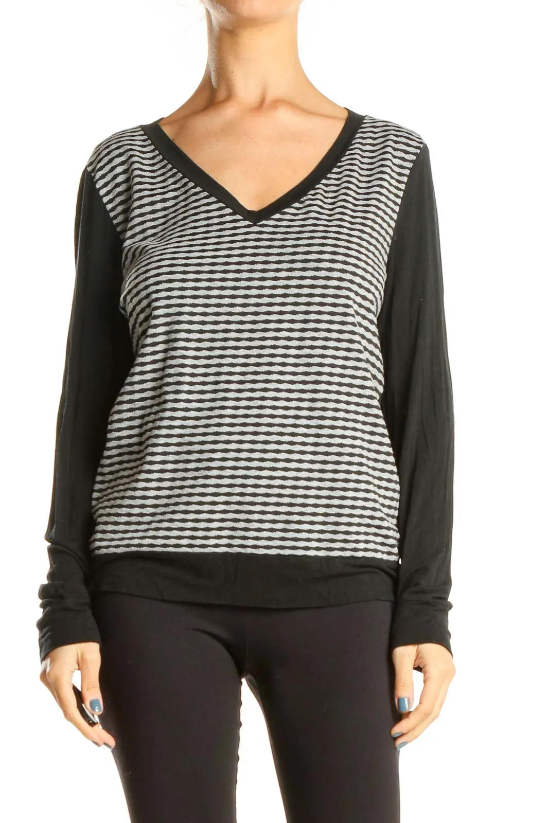 Black Gray Printed All Day Wear Top