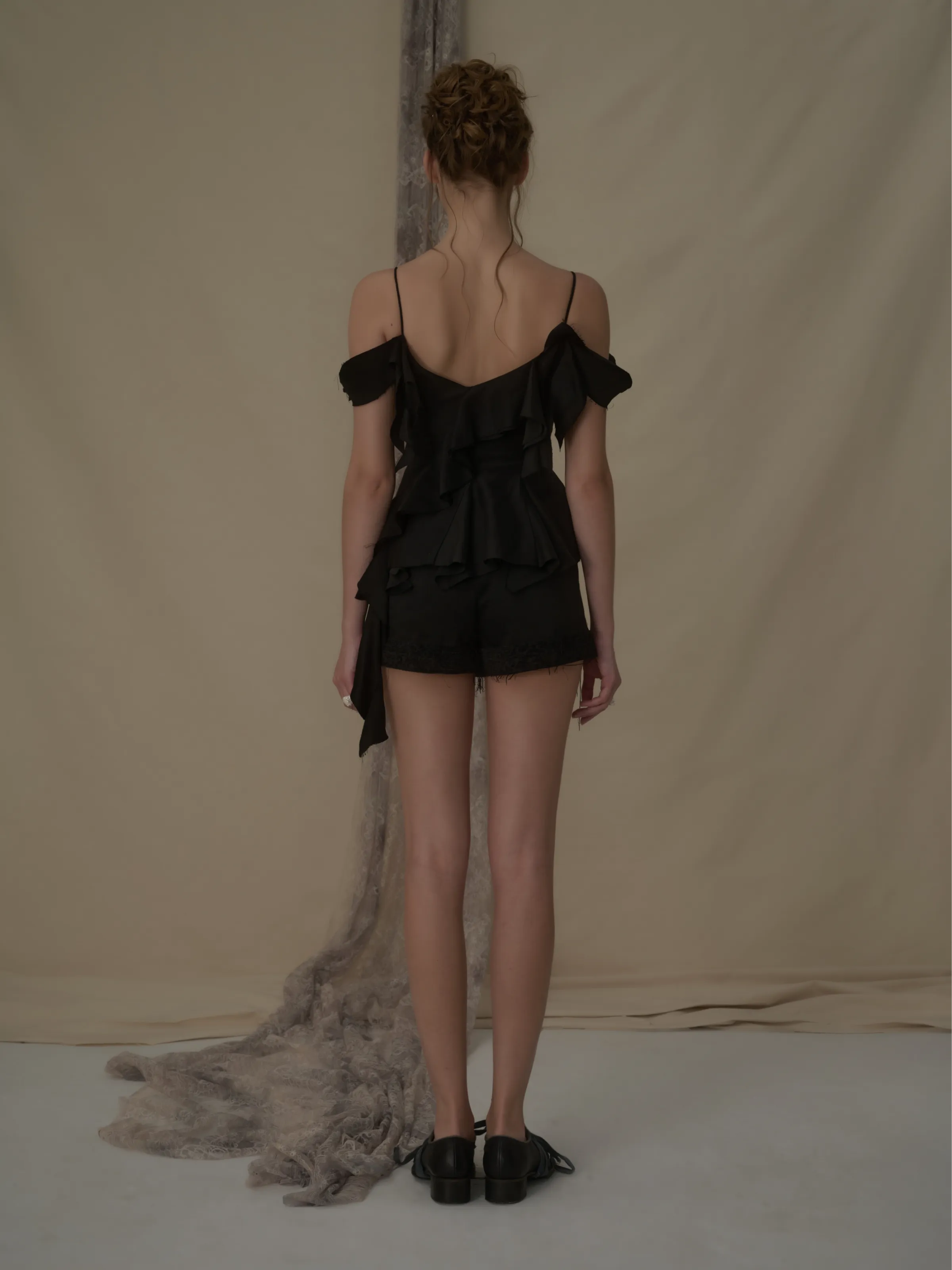 Black Petal Flutter Camisole