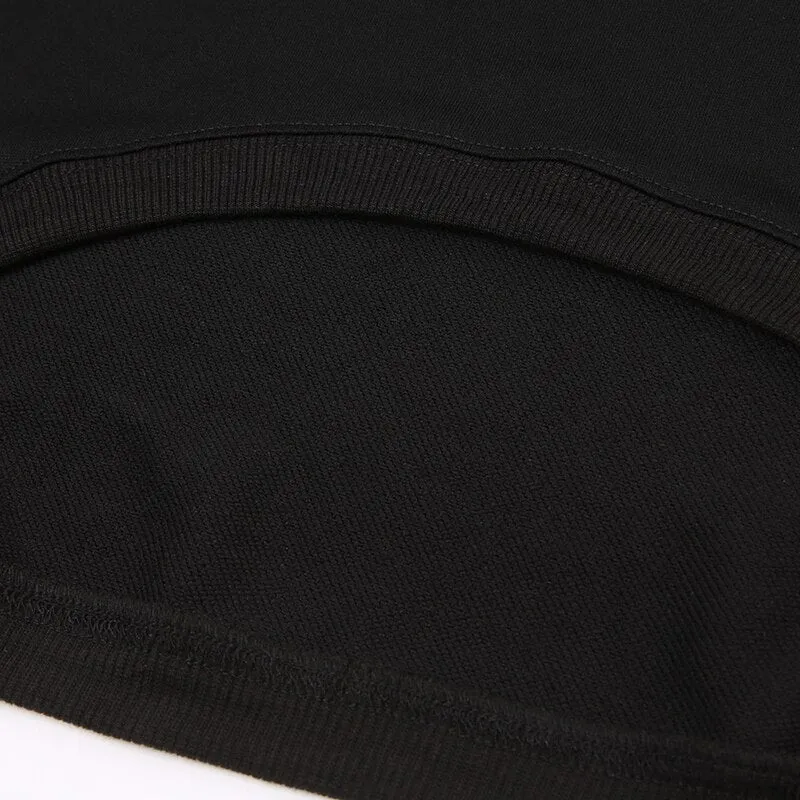 Black Sporty Hoodie Pullover Long Sleeve Top