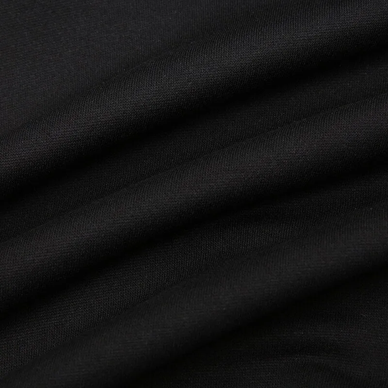 Black Sporty Hoodie Pullover Long Sleeve Top