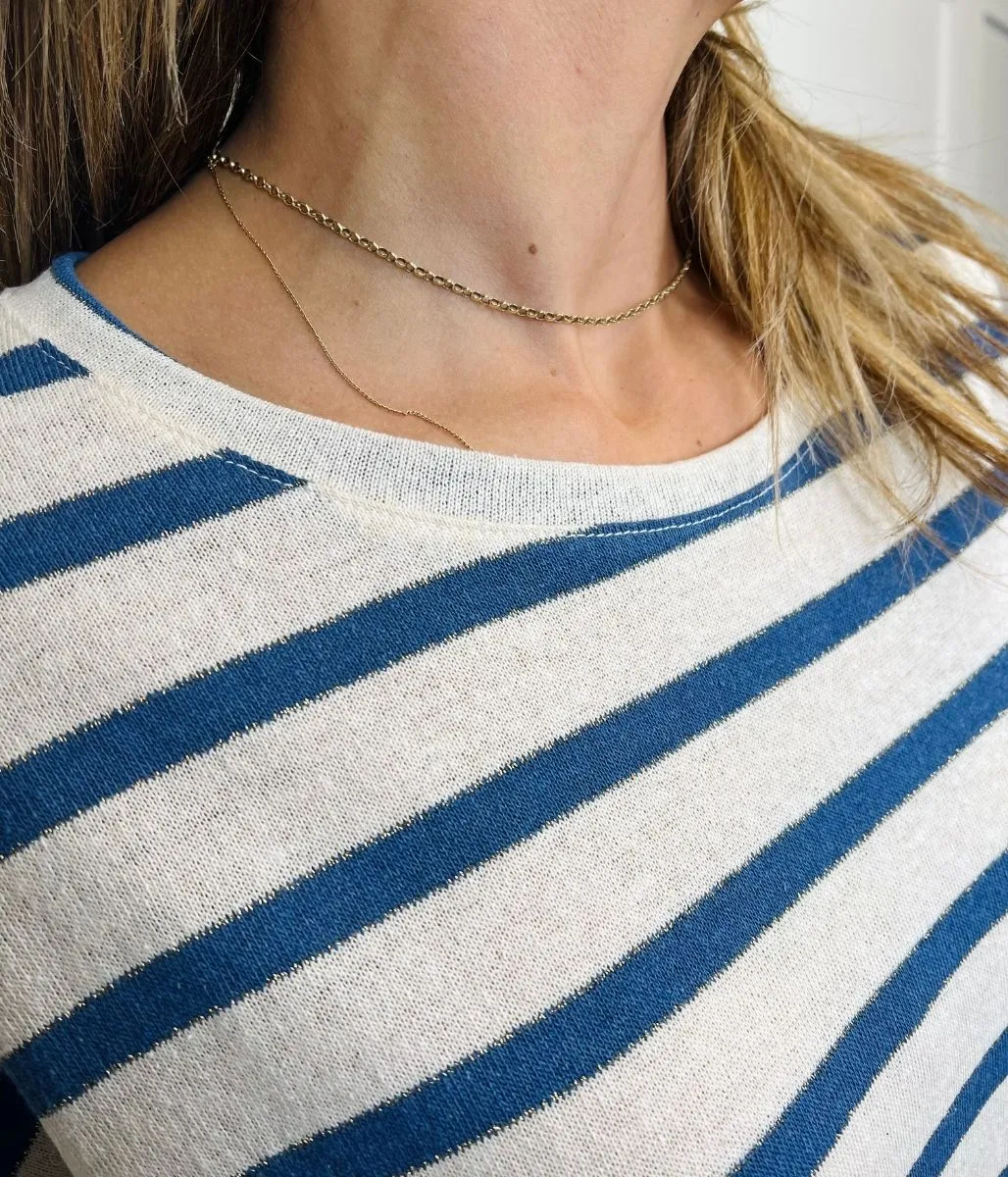 Blue Sparkle Stripe Top