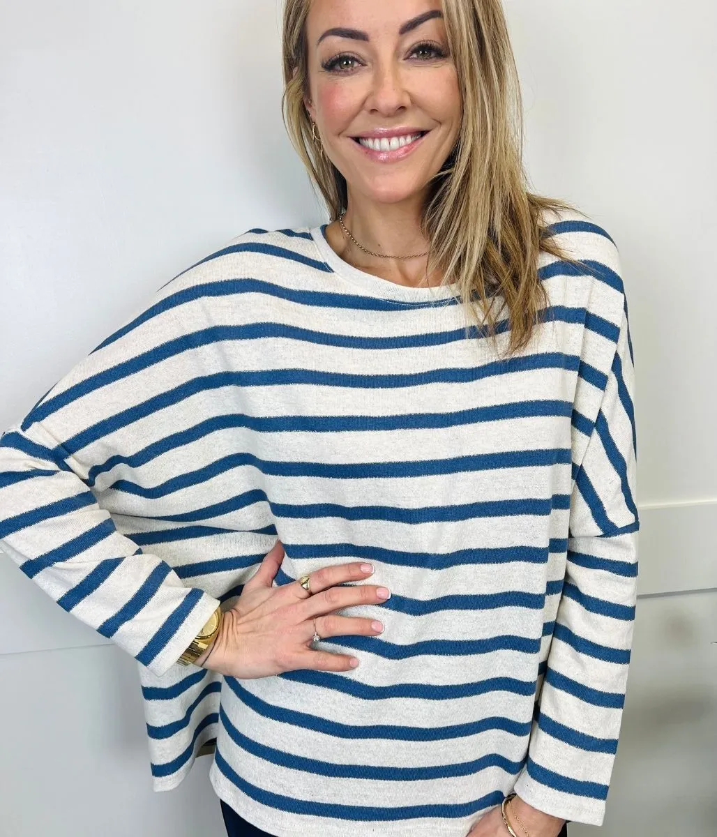 Blue Sparkle Stripe Top