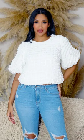 Bubble | Puff Sleeve Top- Ivory FINAL SALE
