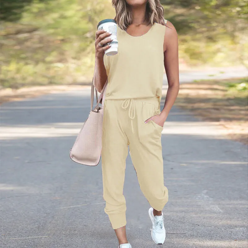 Casual Plain Loose High Waist Bandage Skinny Two Pieces Sets