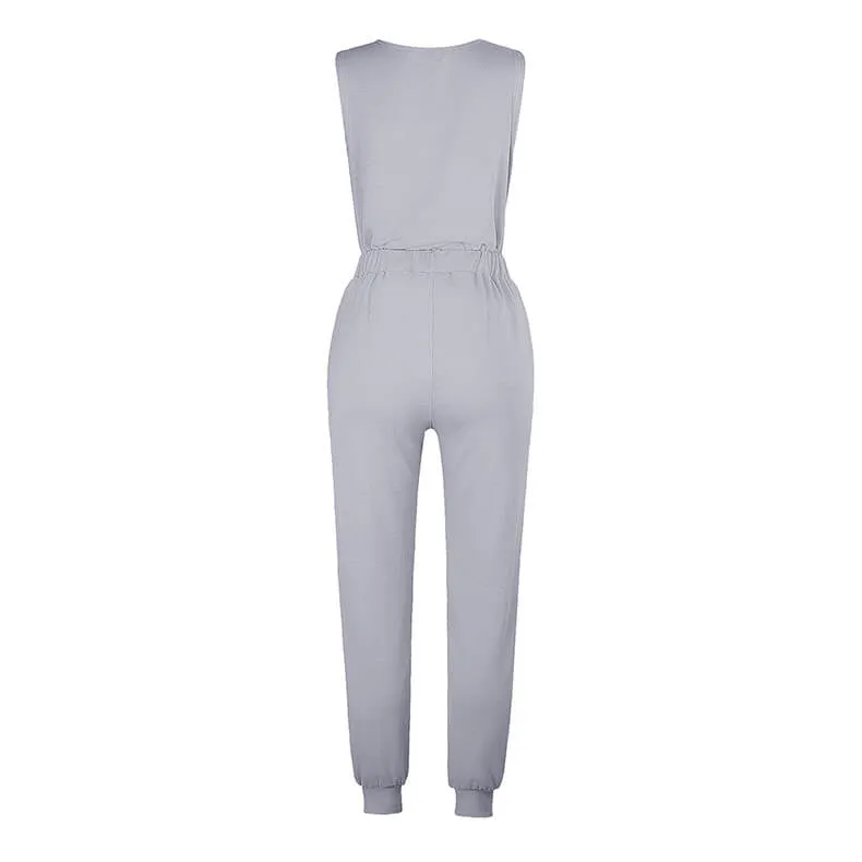 Casual Plain Loose High Waist Bandage Skinny Two Pieces Sets