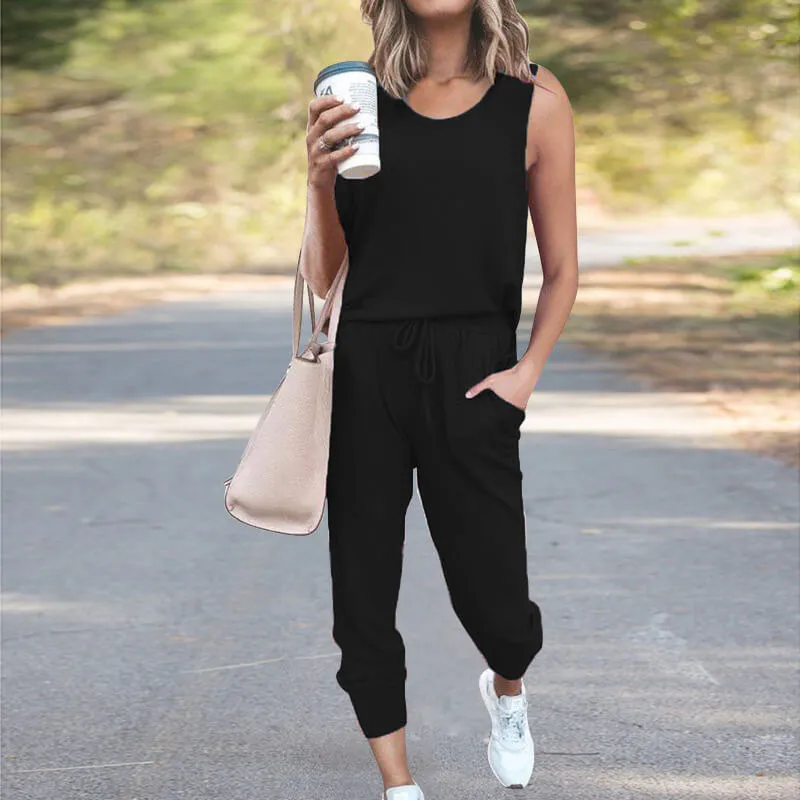 Casual Plain Loose High Waist Bandage Skinny Two Pieces Sets