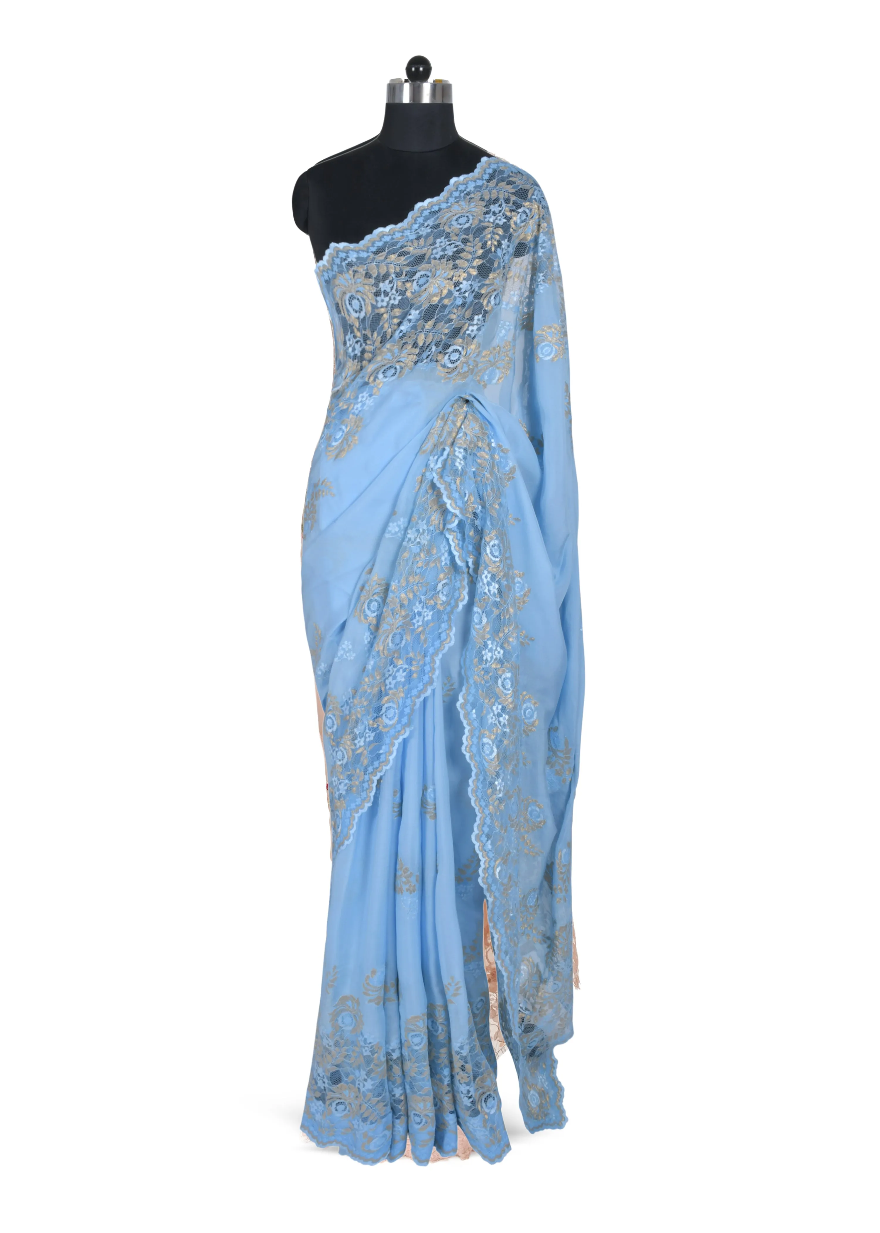 Classic Metallic Saree in Silk Flat Chiffon