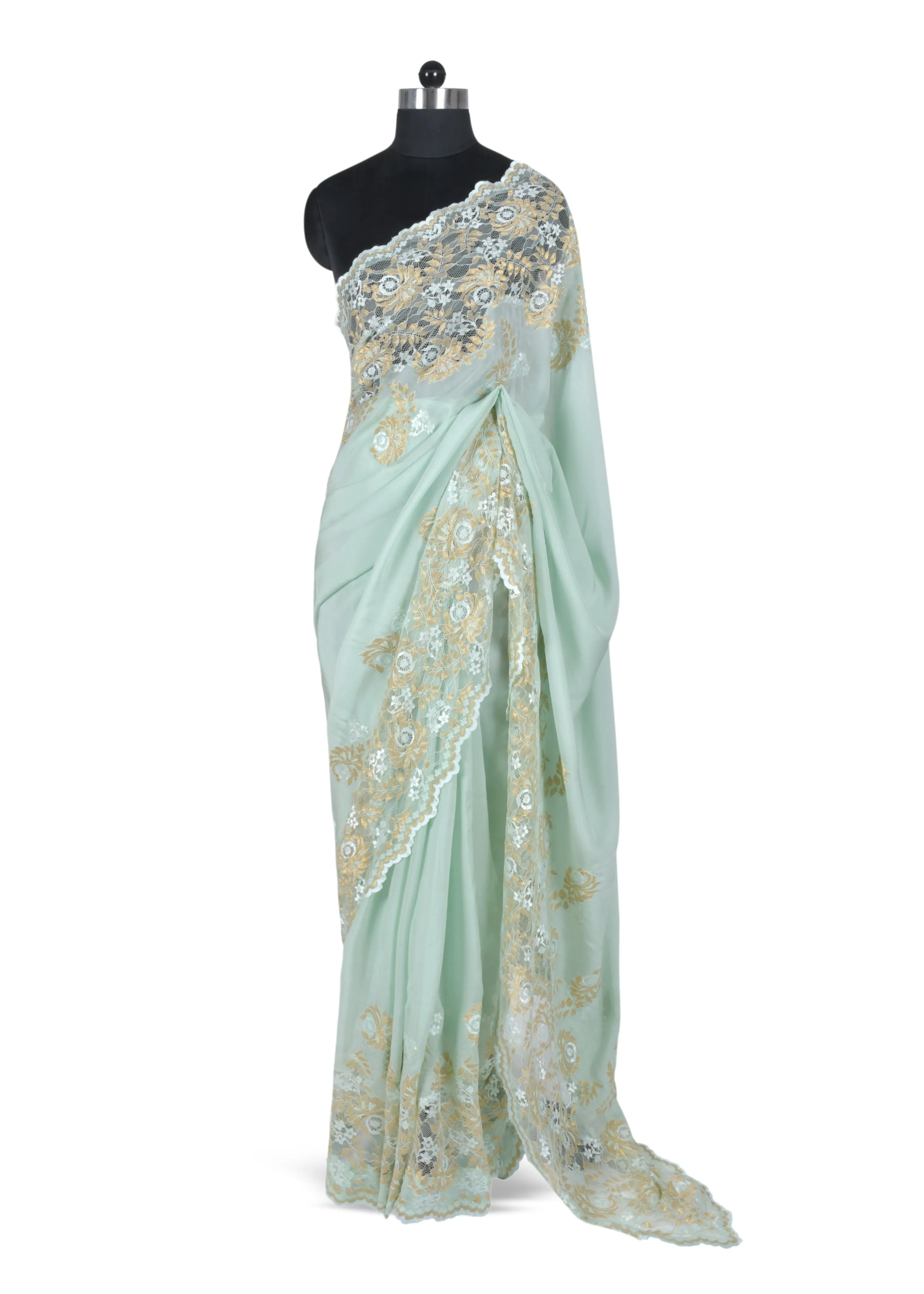 Classic Metallic Saree in Silk Flat Chiffon