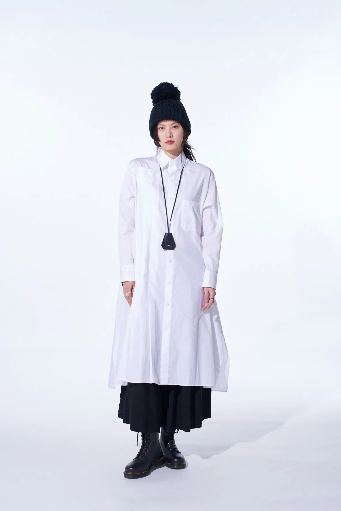 COTTON BROAD PLEATED SHIRT DRESS