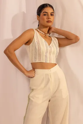 Cotton Kantha Stitch Crop Top