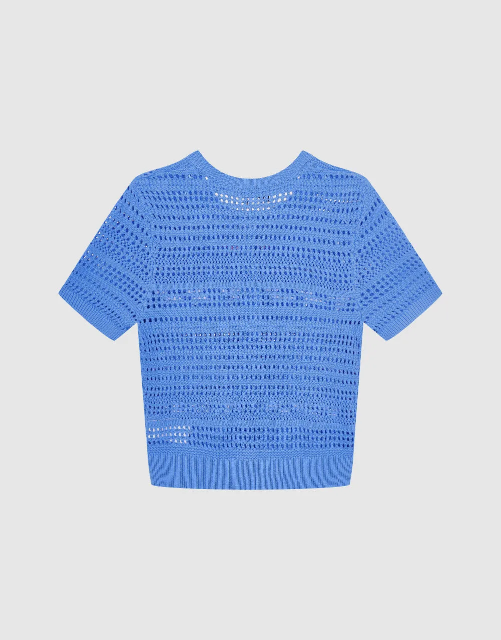 Crochet Crew Neck Knitted Cardigan