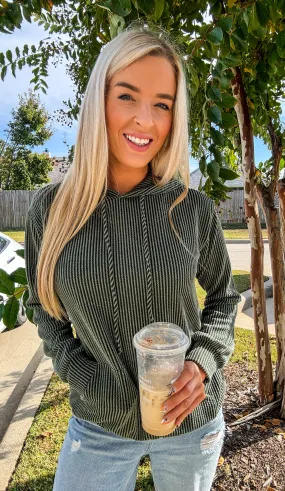 Daydream Ribbed Olive Hoodie