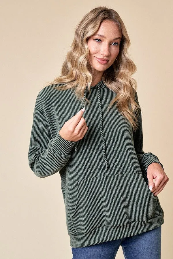 Daydream Ribbed Olive Hoodie
