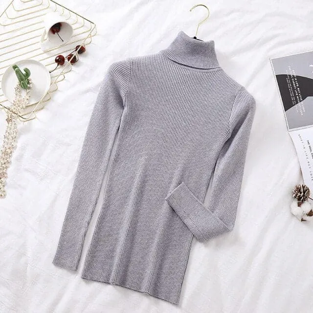 DressBetty - Women Turtelneck Casual Soft Slim Sweater