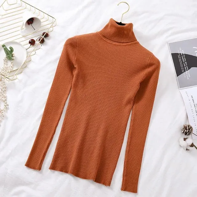 DressBetty - Women Turtelneck Casual Soft Slim Sweater