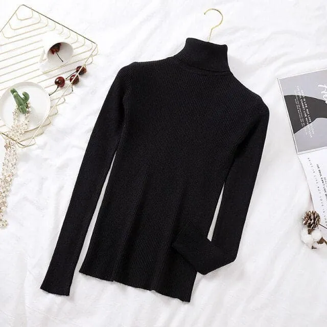 DressBetty - Women Turtelneck Casual Soft Slim Sweater
