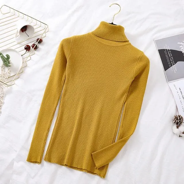DressBetty - Women Turtelneck Casual Soft Slim Sweater