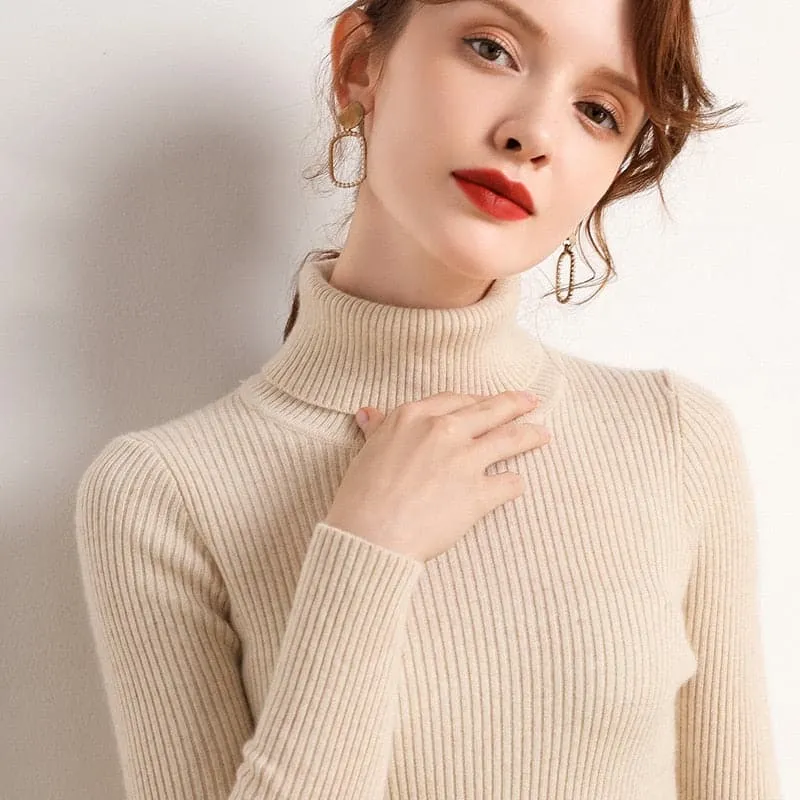 DressBetty - Women Turtelneck Casual Soft Slim Sweater