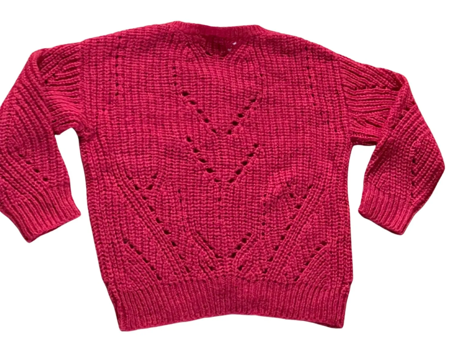 Girls Cerise Soft Knitted Button Down Long Sleeve Cardigan