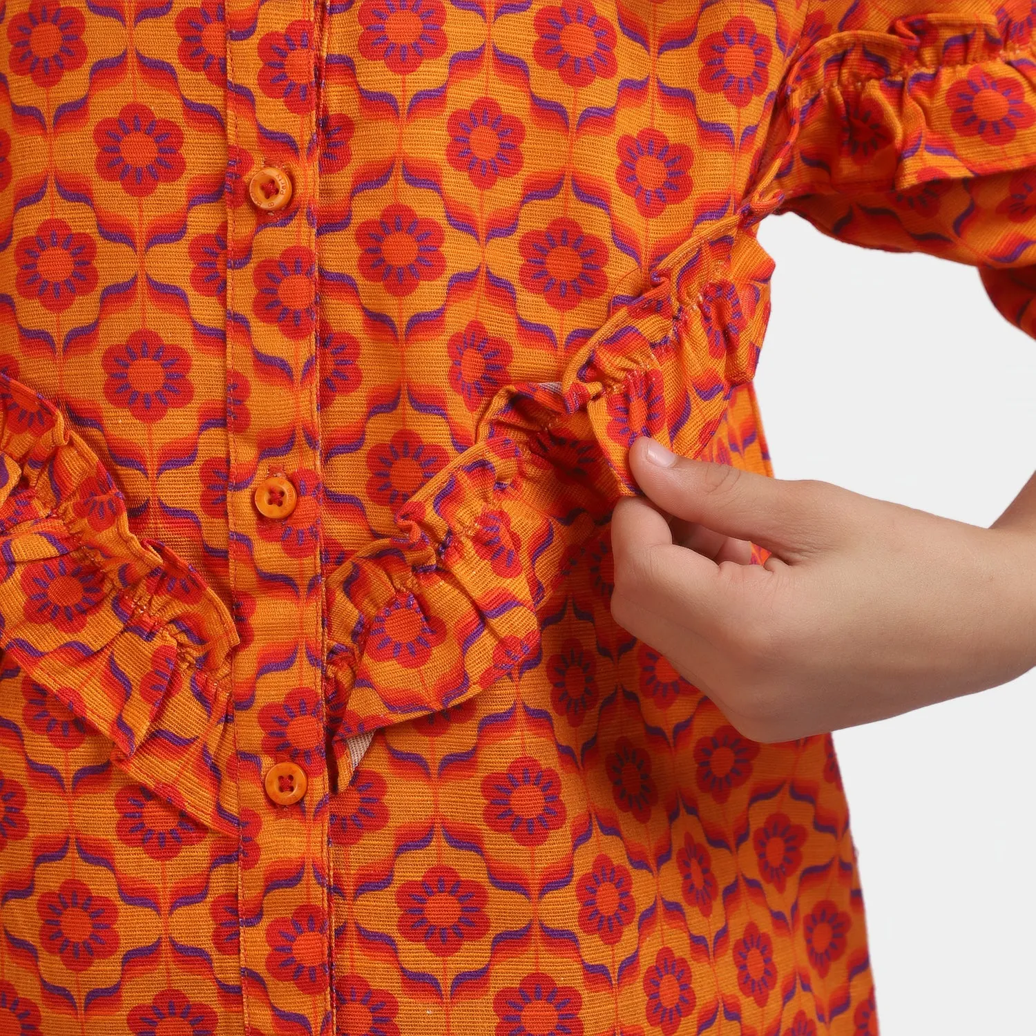 Girls khaddar Casual Top - Orange
