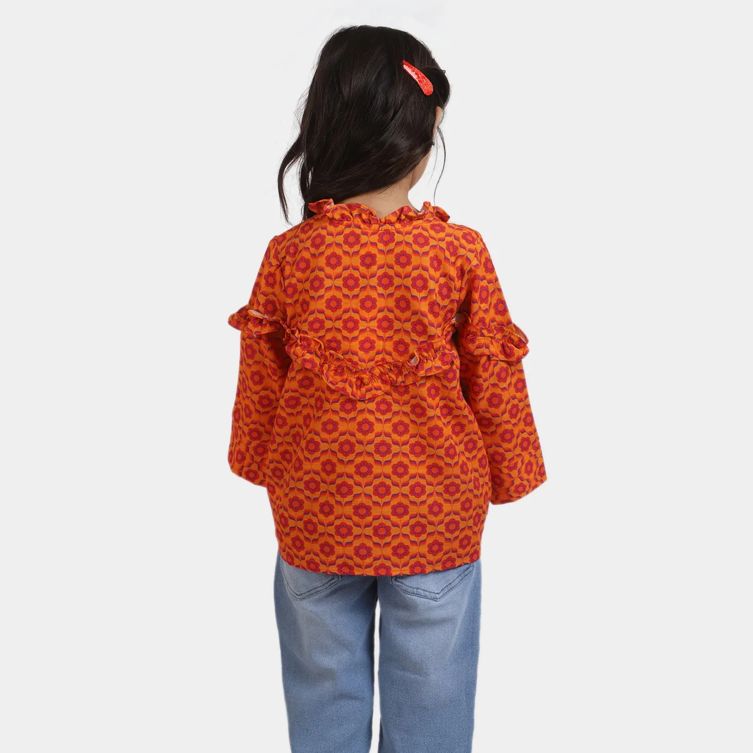 Girls khaddar Casual Top - Orange