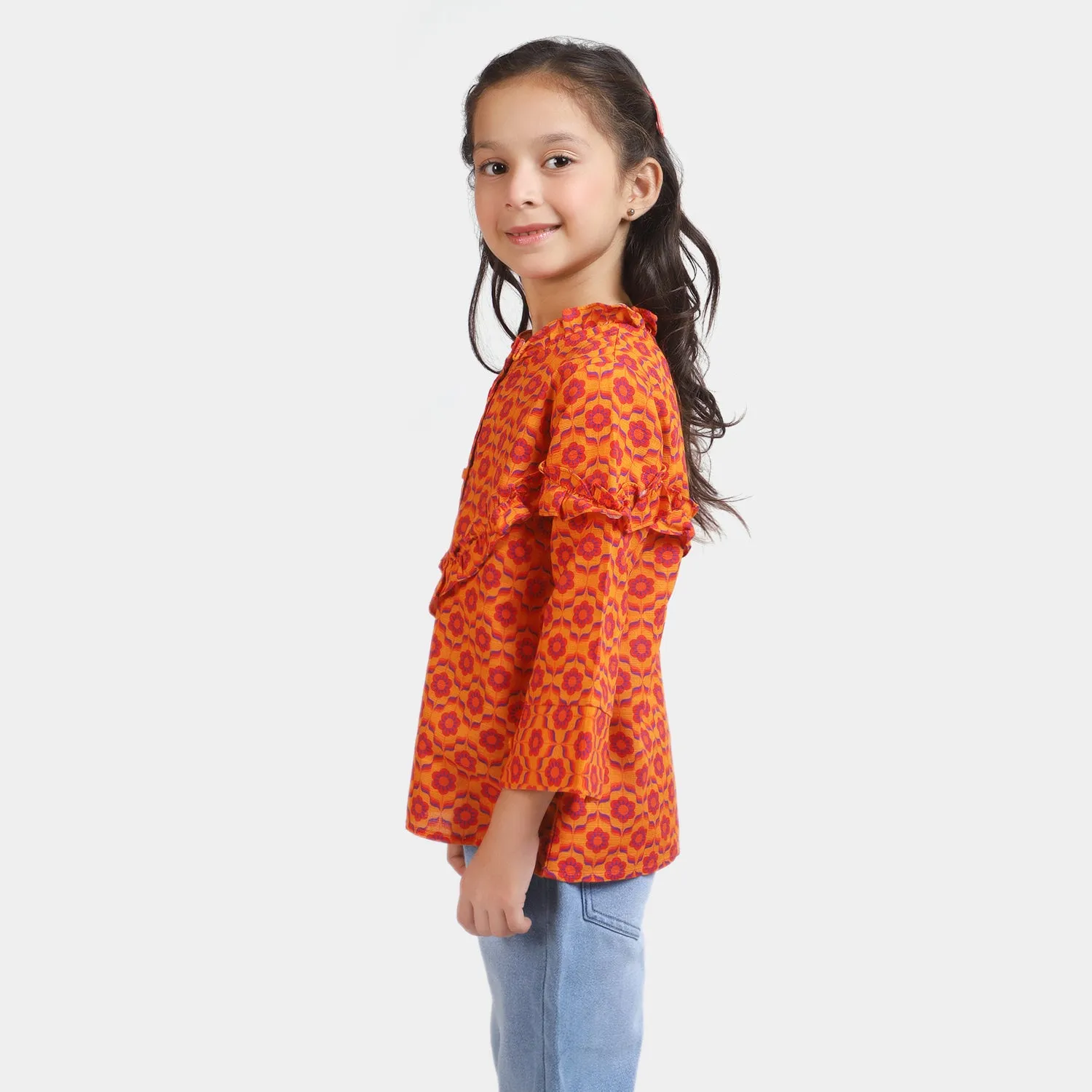 Girls khaddar Casual Top - Orange