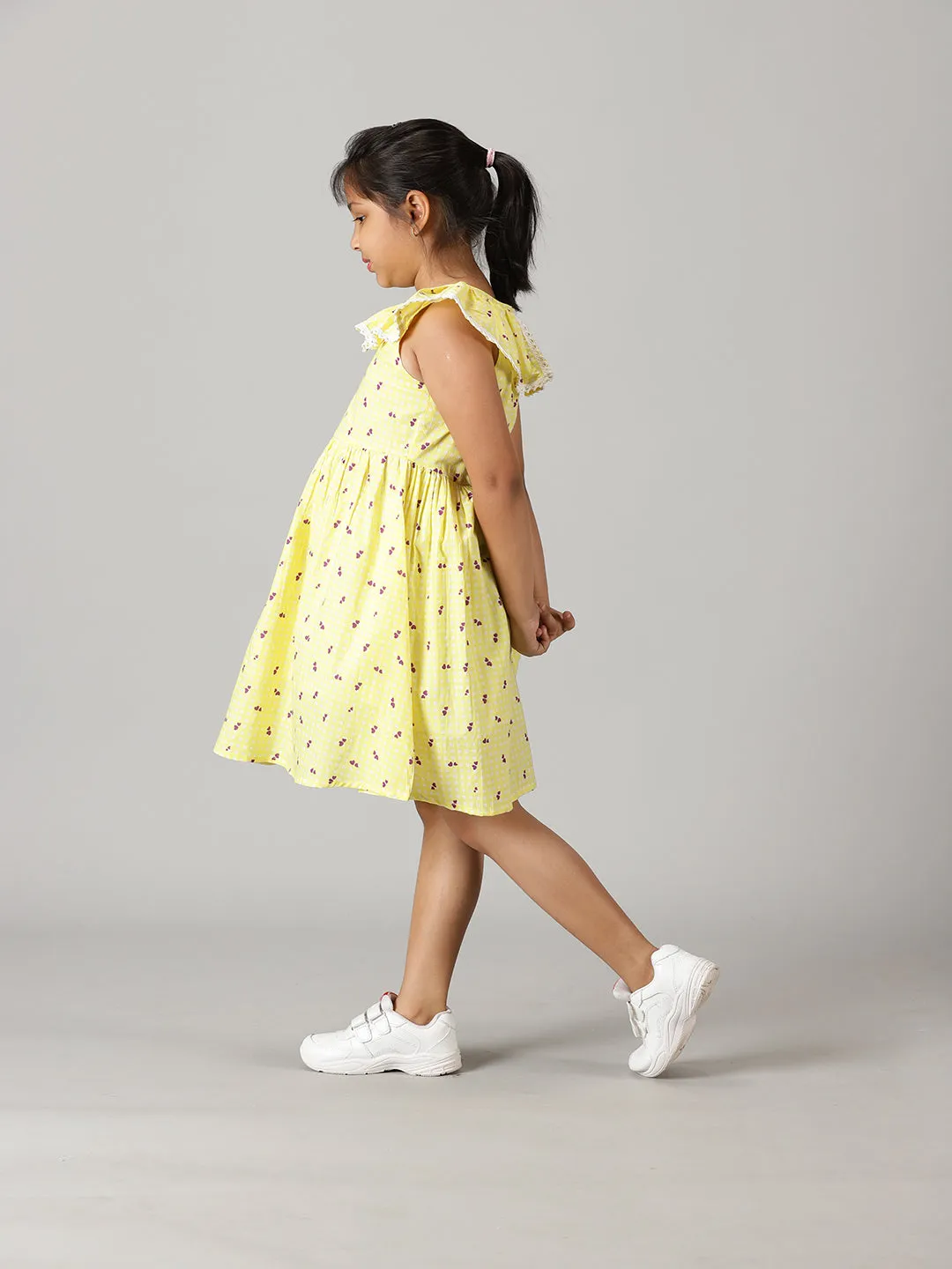 Girls Ruffle Neck Dress