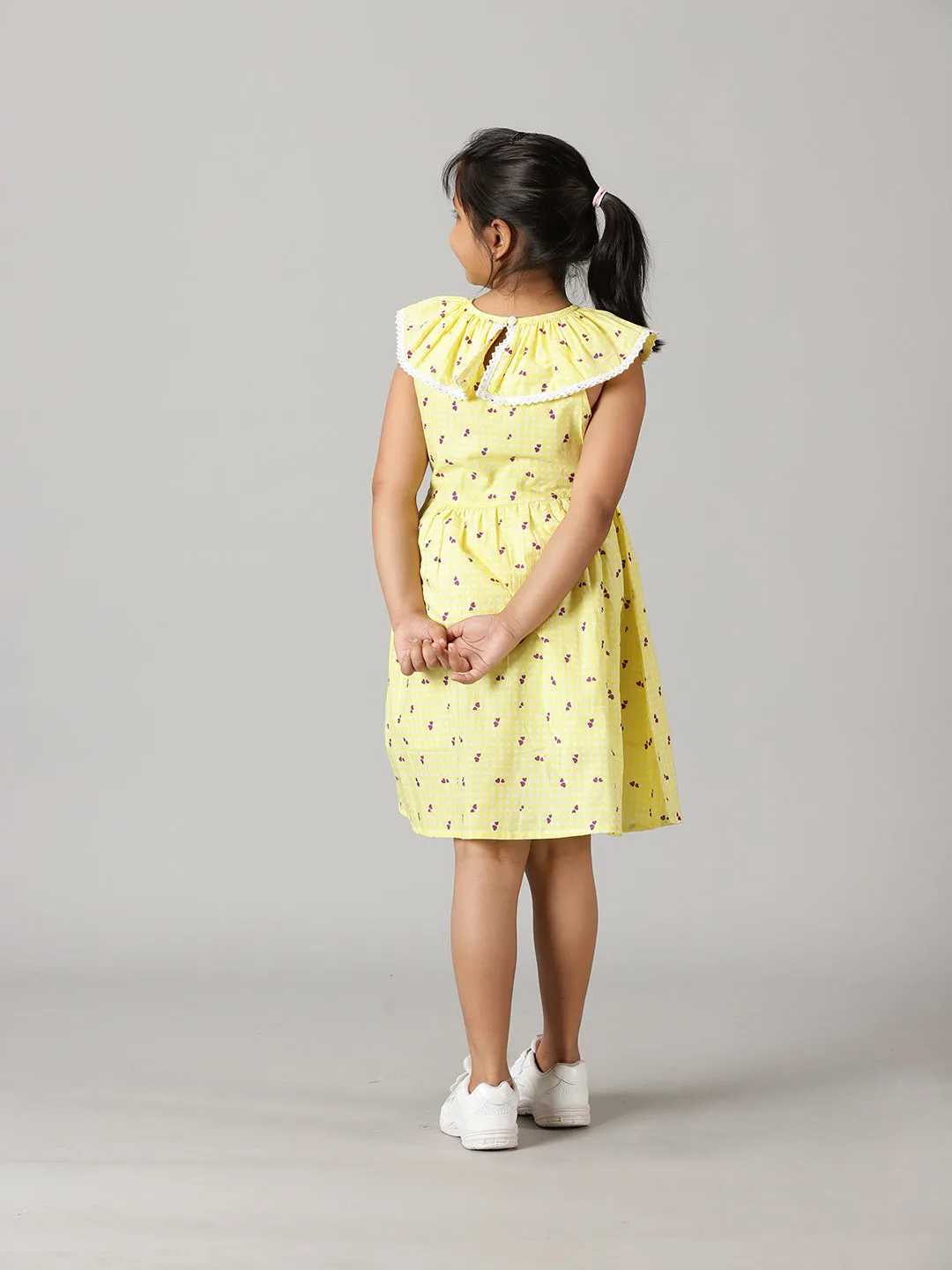 Girls Ruffle Neck Dress