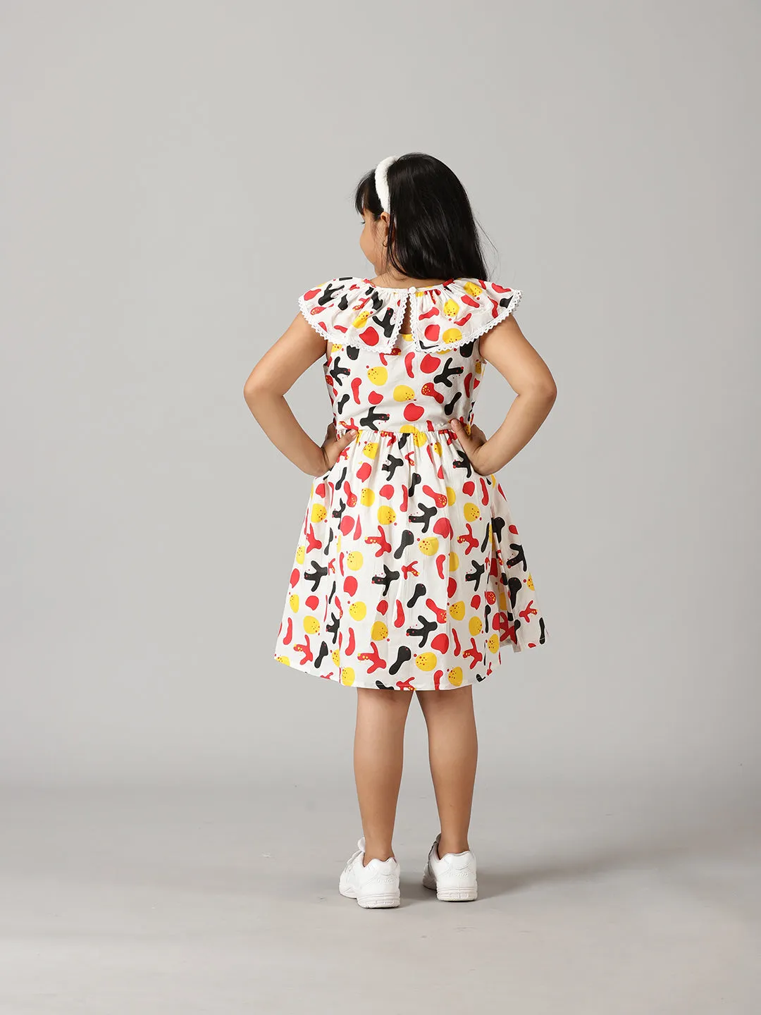 Girls Ruffle Neck Dress