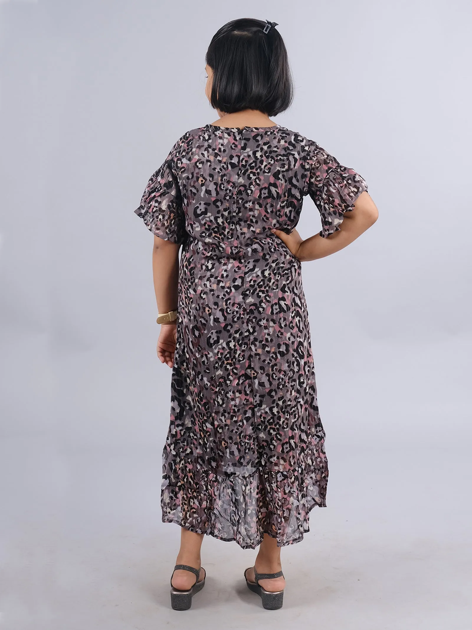 Girls Sleeve & Bottom layer Frill Dress