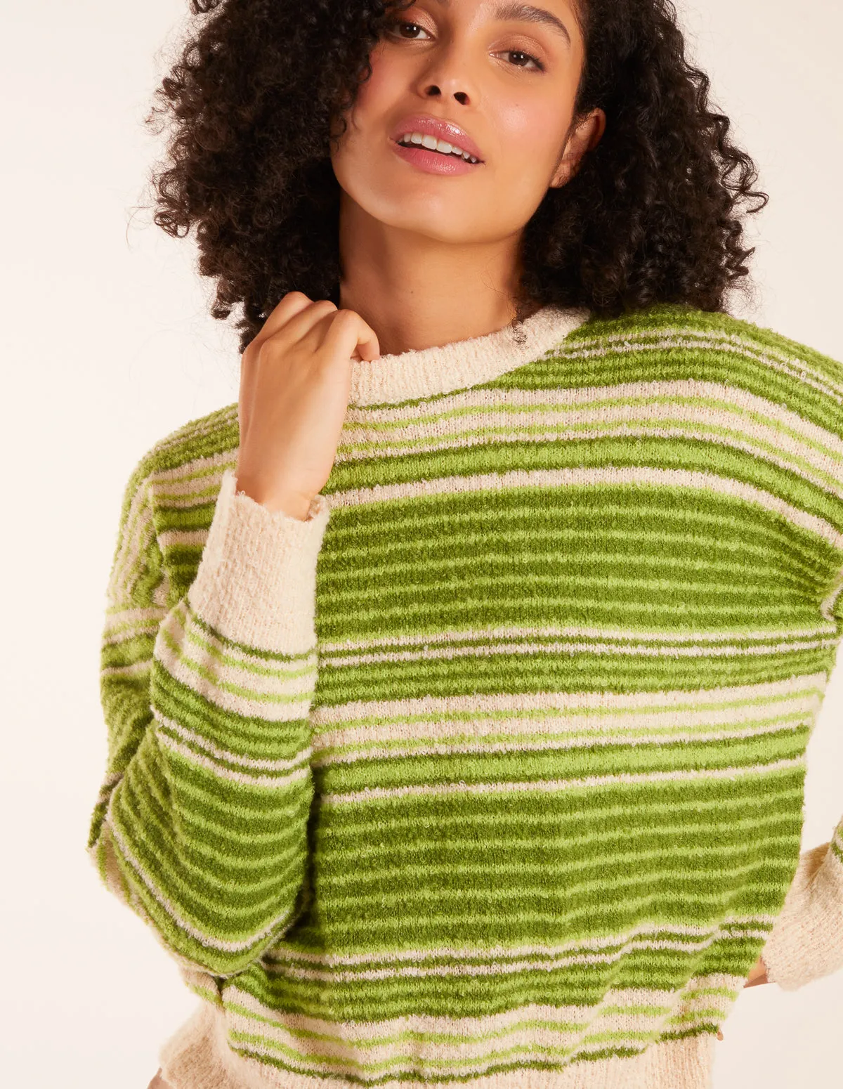 Gradient Stripe Velour Knit Jumper