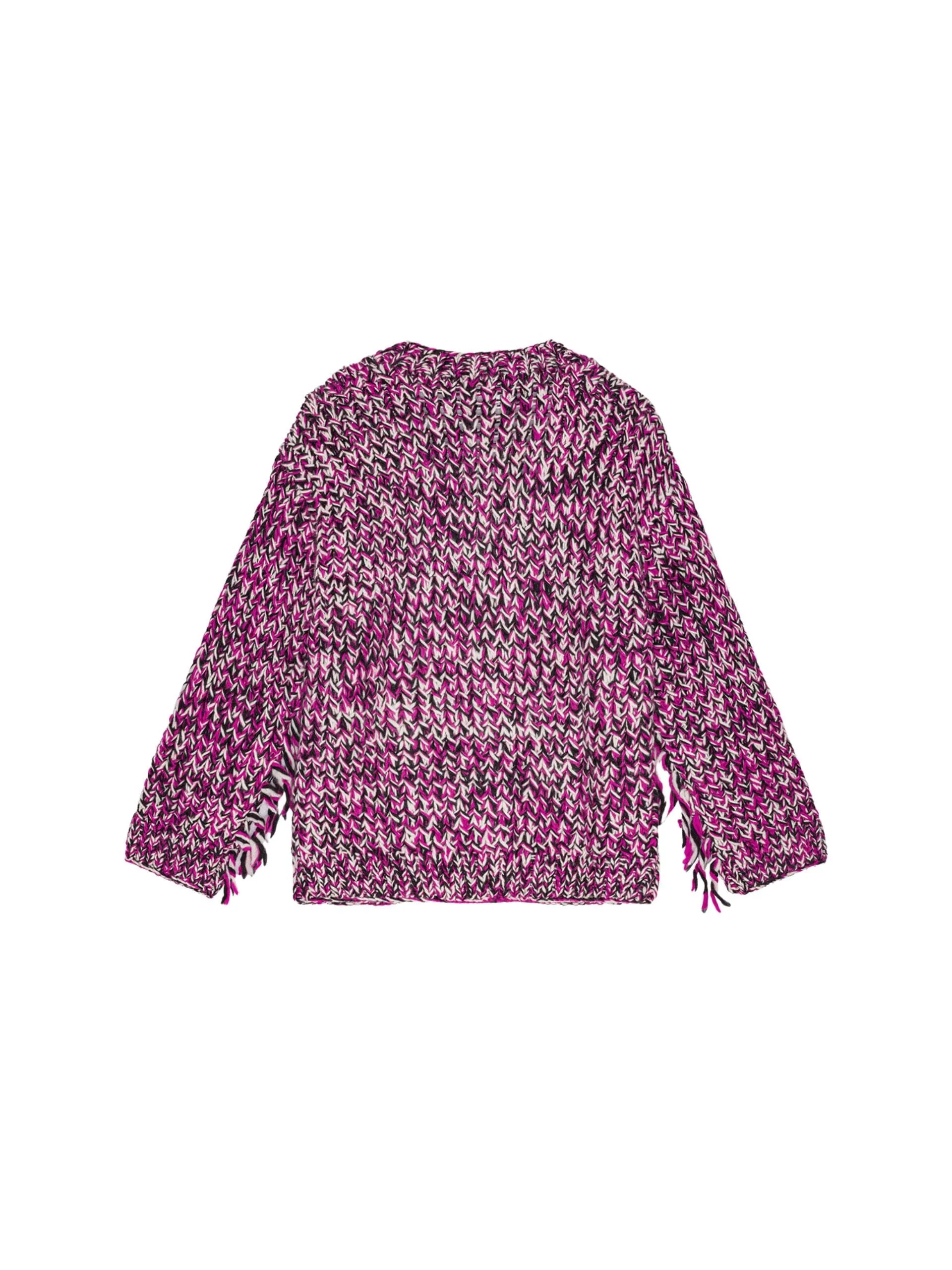 Graphic Wool Handknit Cardigan / Boysenberry