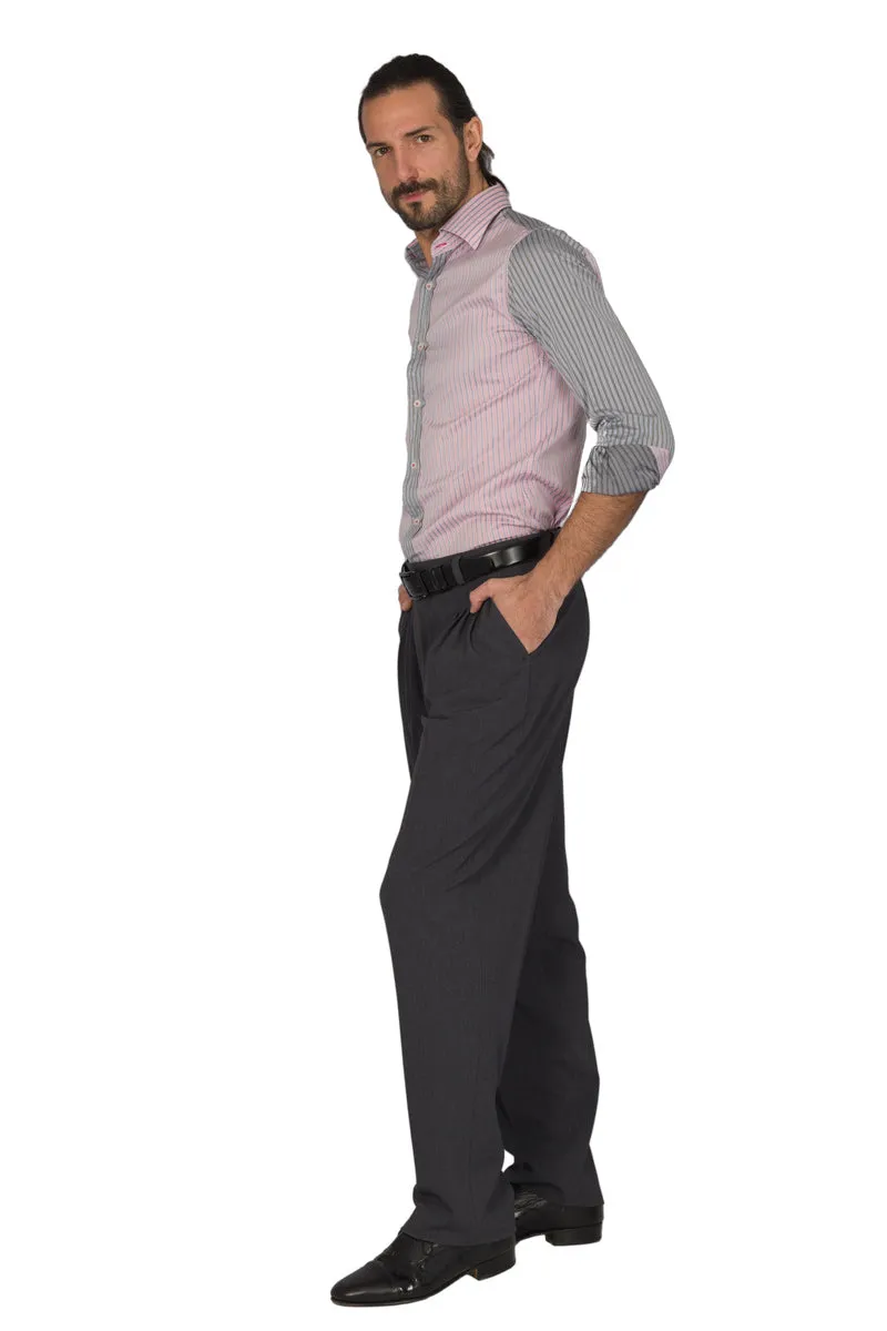 Grey Tango Pants With Four Pleats