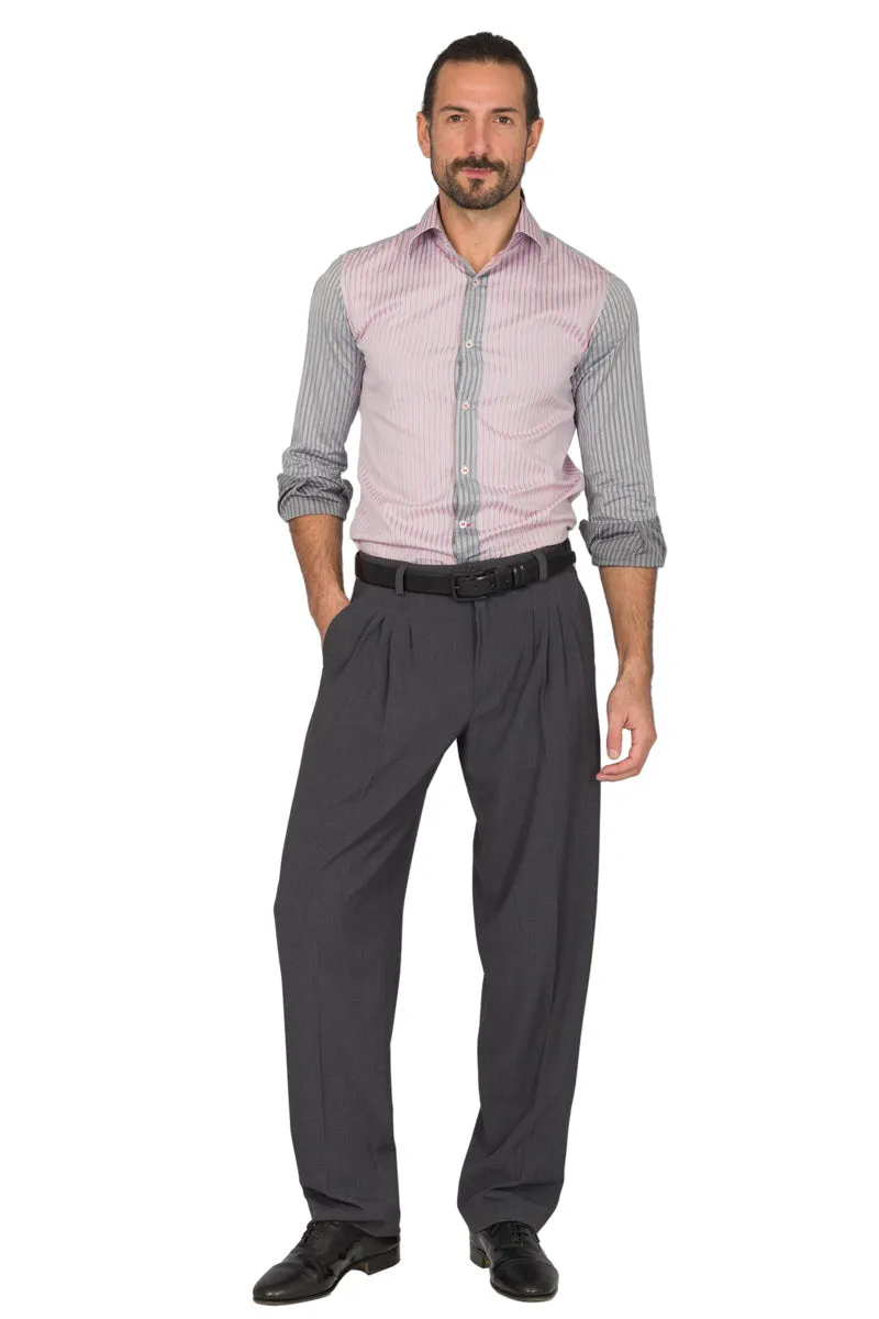 Grey Tango Pants With Four Pleats