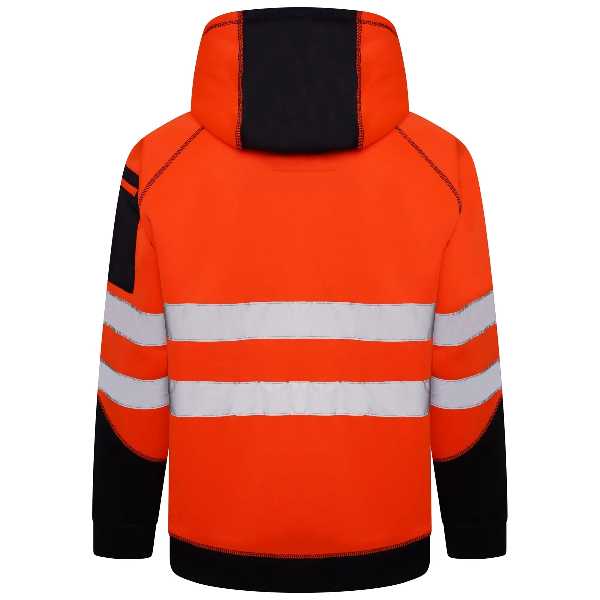 High Vis 3 Pockets 5 thread Pullover Hoodies - Orange/Navy