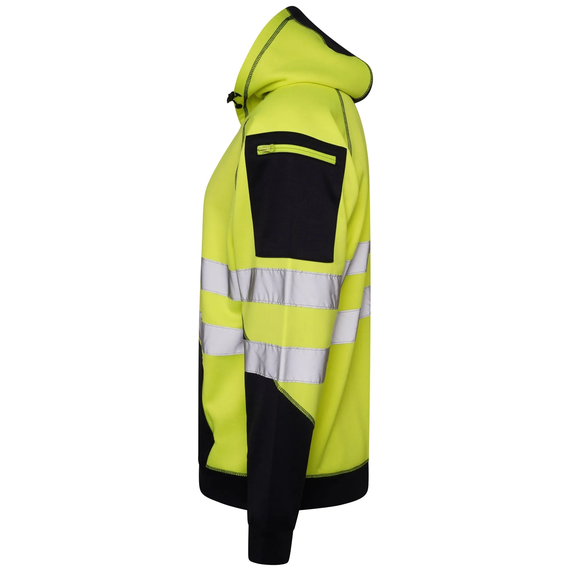 High Vis 3 Pockets 5 thread Pullover Hoodies - Yellow/Navy
